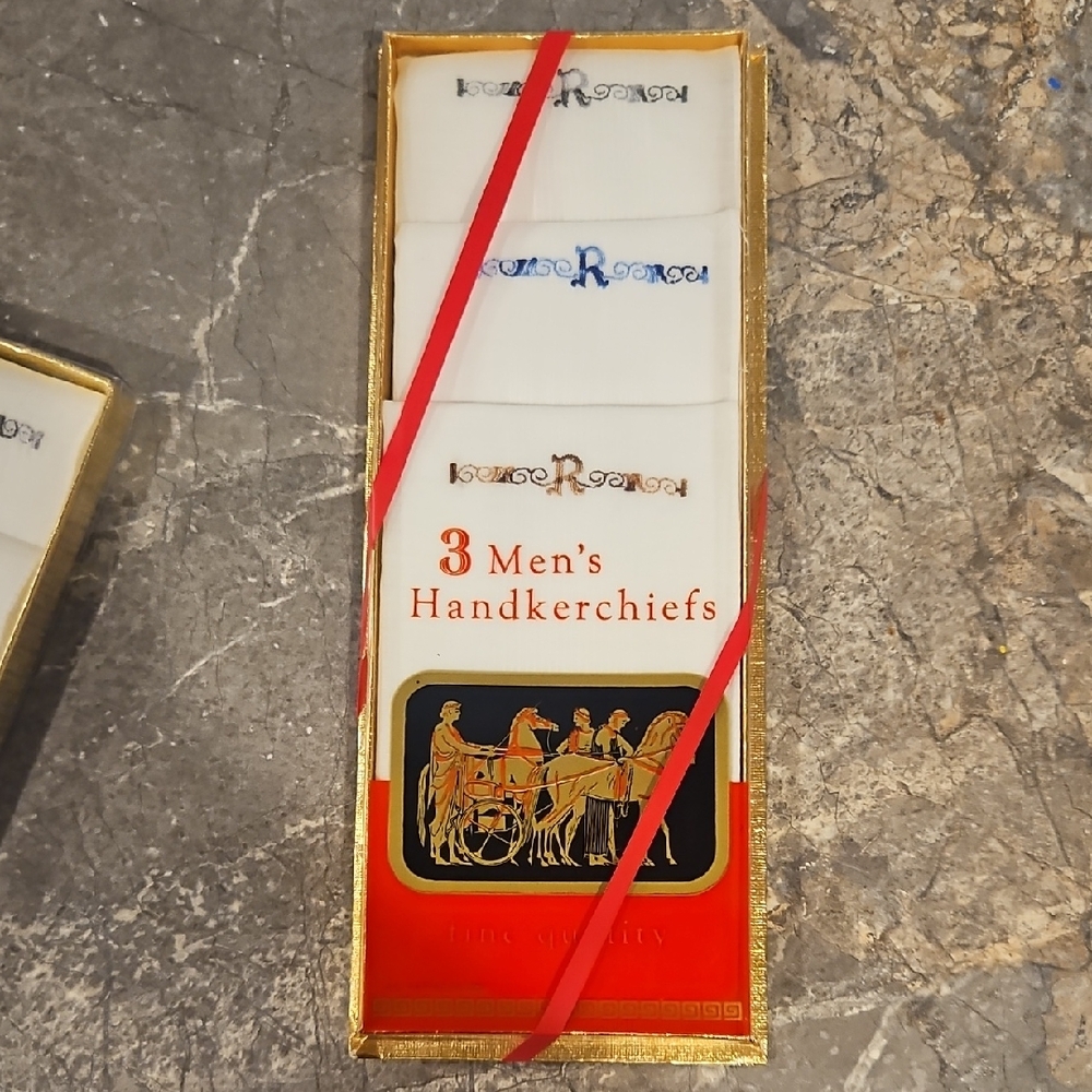 Elegant White Handkerchief Set "R"